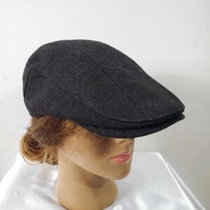 London Fog Men’s Newspaper Boy Cap Size Large 50% Wool 50% Polyester Black